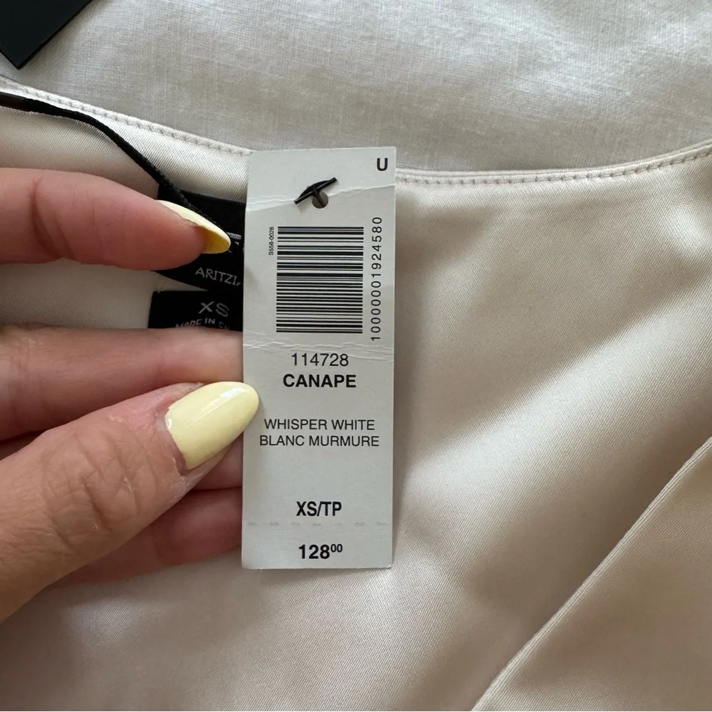 NWT Aritzia Ten Canape Satin Top in Whisper White - Picture 7 of 7